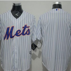 Mets Blank White(Blue Strip) New Cool Base Stitched Jersey