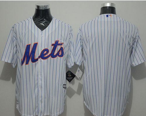 Mets Blank White(Blue Strip) New Cool Base Stitched Jersey