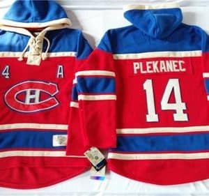 Canadiens #14 Tomas Plekanec Red Sawyer Hooded Sweatshirt Stitched Jersey