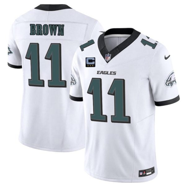 Philadelphia Eagles #11 A.J. Brown White 2025 F.U.S.E. With 3-Star C Patch Vapor Untouchable Limited Stitched Jersey