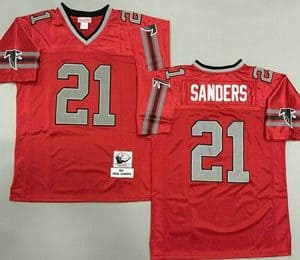 Atlanta Falcons #21 Deion Sanders Red Grey 1992 Throwback Jersey