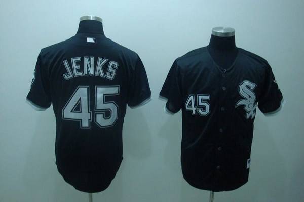 White Sox #45 Bobby Jenks Stitched Black Jersey
