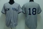 Yankees #18 Johnny Damon Stitched Grey Jersey