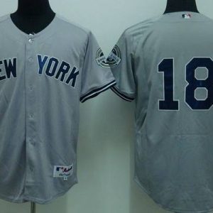 Yankees #18 Johnny Damon Stitched Grey Jersey