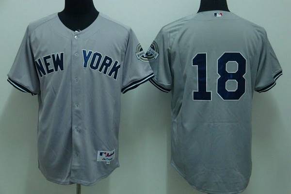 Yankees #18 Johnny Damon Stitched Grey Jersey