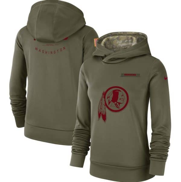 Washington Redskins Olive Salute To Service Team Logo Performance Pullover NFL Hoodie