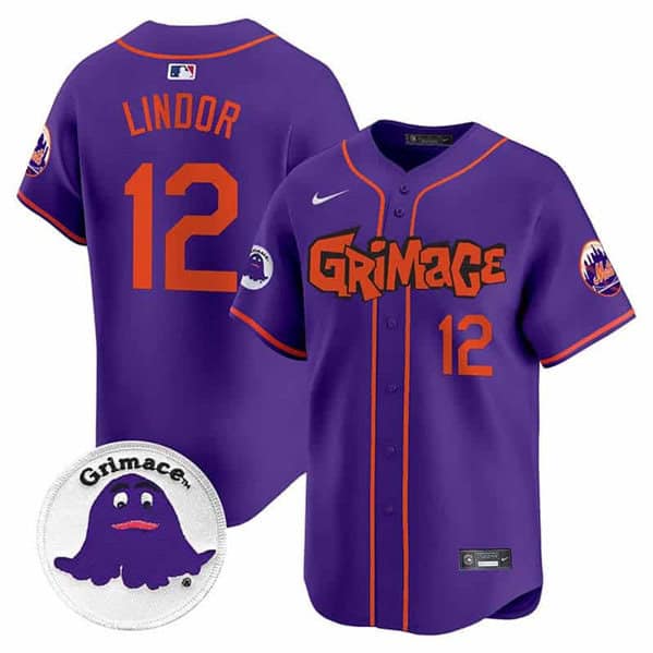 New York Mets #12 Francisco Lindor Purple Grimace V2 Vapor Limited Stitched Jersey