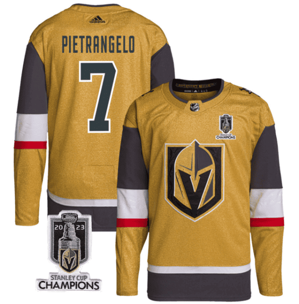 Vegas Golden Knights #7 Alex Pietrangelo Gold 2023 Stanley Cup Champions Stitched Jersey
