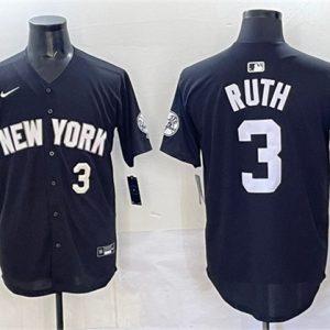 New York Yankees #3 Babe Ruth Black Limited Stitched Jersey