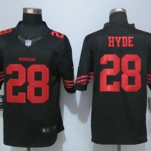 49ers #28 Carlos Hyde Black Alternate Stitched Limited Nike Jersey