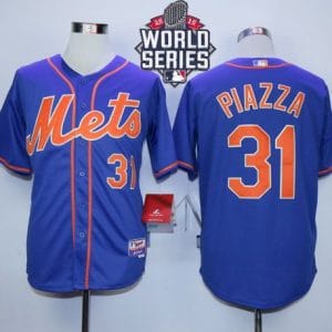 Mets #31 Mike Piazza Blue Alternate Home W 2015 World Series Patch Stitched Jersey