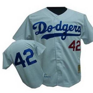 Mitchell And Ness Dodgers #42 Jackie Robinson Stitched White Throwback Jersey