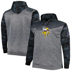 Minnesota Vikings Heather Charcoal Big Tall Camo Pullover Hoodie