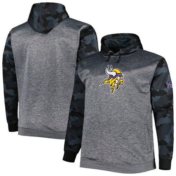Minnesota Vikings Heather Charcoal Big Tall Camo Pullover Hoodie