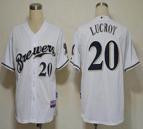 Brewers #20 Jonathan Lucroy White Cool Base Stitched Jersey