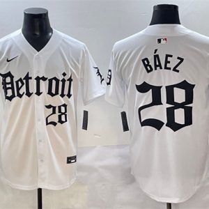 Detroit Tigers #28 Javier B¨¢ez White 'Motor Gothic Edition' Vapor Premier Limited Stitched Jersey