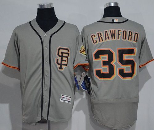 Giants #35 Brandon Crawford Grey Flexbase Authentic Collection Road 2 Stitched Jerseys