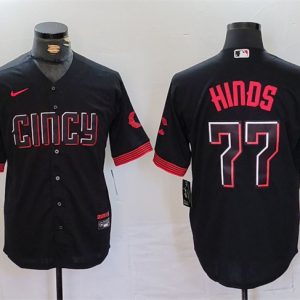 Cincinnati Reds #77 Rece Hinds Black 2023 City Connect Cool Base Stitched Jersey