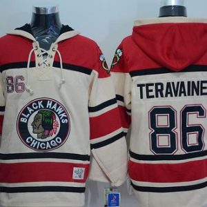 Blackhawks #86 Teuvo Teravainen Cream Sawyer Hooded Sweatshirt Stitched Jersey