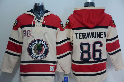 Blackhawks #86 Teuvo Teravainen Cream Sawyer Hooded Sweatshirt Stitched Jersey