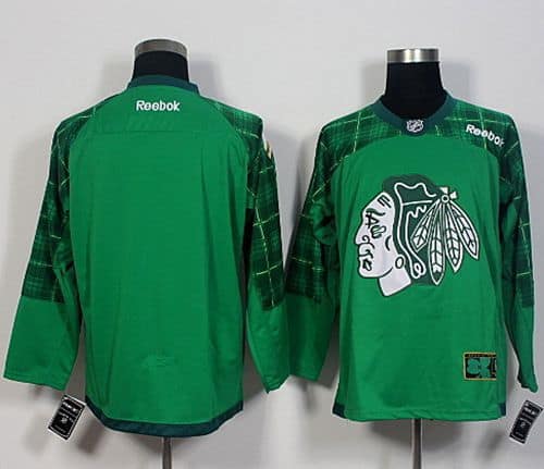 Blackhawks Blank Green St. Patrick's Day New Stitched Jersey