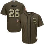 Red Sox #26 Wade Boggs Green Salute To Service Stitched Grey Jersey