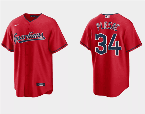 Cleveland Guardians #34 Zach Plesac Red Cool Base Stitched Jersey