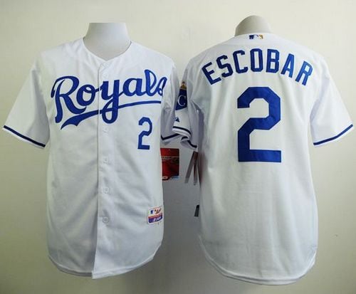 Royals #2 Alcides Escobar White Cool Base Stitched Jersey