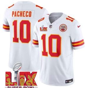 Kansas City Chiefs #10 Isiah Pacheco White 2025 F.U.S.E. Super Bowl LIX Patch Vapor Untouchable Limited Stitched Jersey