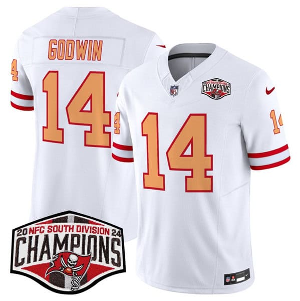 Tampa Bay Buccaneers #14 Chris Godwin White 2024 F.U.S.E. NFC South Division Champions Limited Stitched Jersey