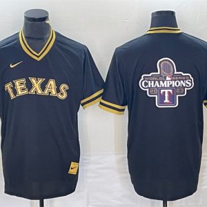 Texas Rangers Black 2023 World Series Champions Big Logo Cool Base Stitched Jersey