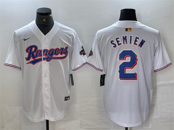 Texas Rangers #2 Marcus Semien White Gold Cool Base Stitched Jersey