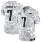New England Patriots #7 Jacoby Brissett 2024 F.U.S.E. Arctic Camo Salute To Service Limited Stitched Jersey