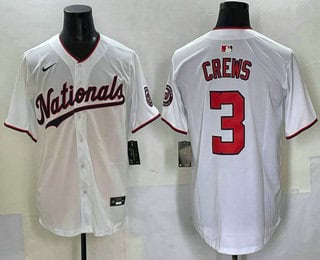 Washington Nationals #3 Dylan Crews White Limited Stitched Jersey