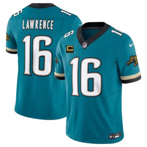 Jacksonville Jaguars #16 Trevor Lawrence Teal 2025 F.U.S.E. With 4-Star C Patch Prowler Throwback Vapor Limited Stitched Jersey