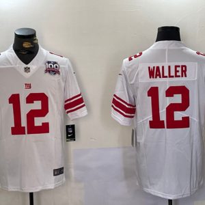 New York Giants #12 Darren Waller White With 100TH Season Patch Vapor Untouchable Limited Stitched Jersey
