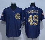 Cubs #49 Jake Arrieta Denim Blue Salute To Service Stitched Jersey