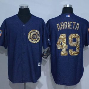 Cubs #49 Jake Arrieta Denim Blue Salute To Service Stitched Jersey