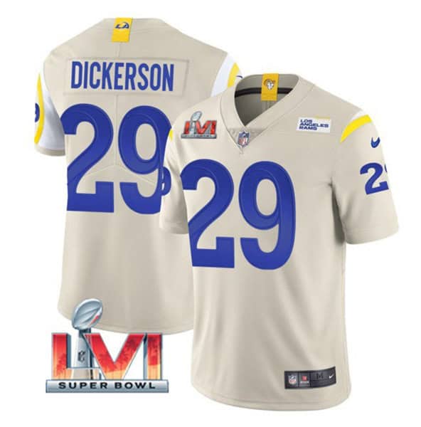 Los Angeles Rams #29 Eric Dickerson Bone 2022 Super Bowl LVI Vapor Limited Stitched Jersey