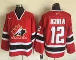 Team CA. #12 Jarome Iginla Red Black 2002 Olympic Nike Throwback Stitched Jersey