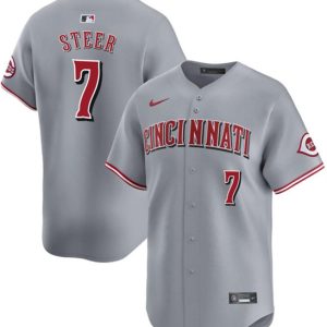 Cincinnati Reds #7 Spencer Steer Gray Away Limited Stitched Jersey