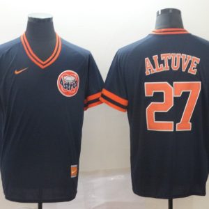 Houston Astros #27 Jose Altuve Navy Throwback Stitched Baseball Jersey
