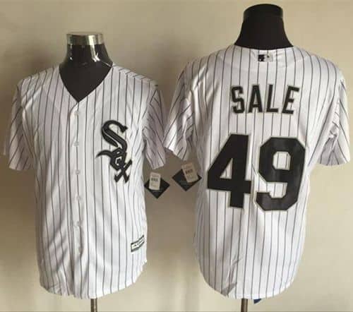 White Sox #49 Chris Sale White(Black Strip) New Cool Base Stitched Jersey