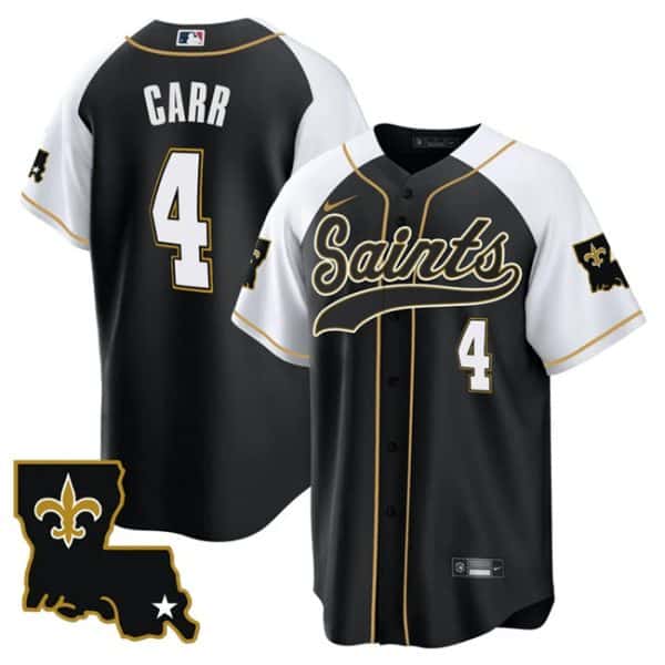 New Orleans Saints #4 Derek Carr Black White 1987 Legacy Cool Base Stitched Jersey