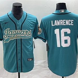 Jacksonville Jaguars #16 Trevor Lawrence Teal With Patch Cool Base Stitched Jersey