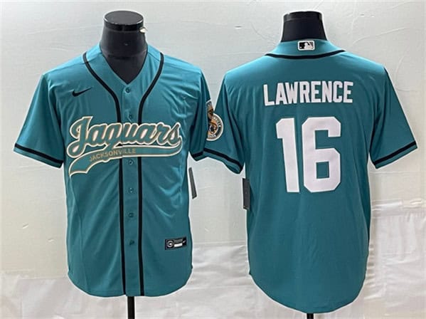 Jacksonville Jaguars #16 Trevor Lawrence Teal With Patch Cool Base Stitched Jersey