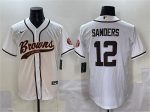 Cleveland Browns #12 Shedeur Sanders White With Patch Cool Base Stitched Jersey