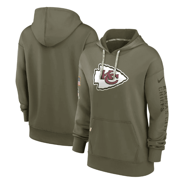 Kansas City Chiefs 2022 Olive Salute To Service Therma Performance Pullover Hoodie(Run Small)