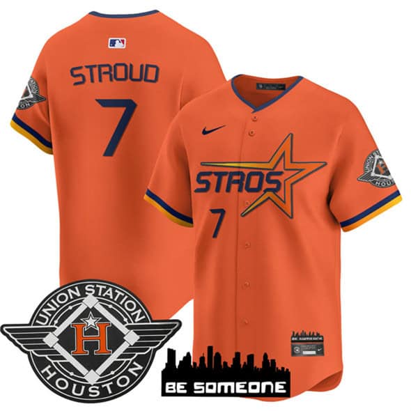 Houston Astros #7 C.J. Stroud Orange 2025 City Connect Limited Stitched Jersey