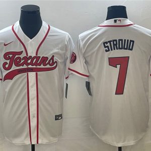 Houston Texans #7 C.J. Stroud White With Patch Cool Base Stitched Jersey